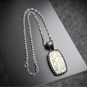 Carolyn Pollack Relios 925 Sterling Silver Mother of Pearl Pendant Necklace 20”